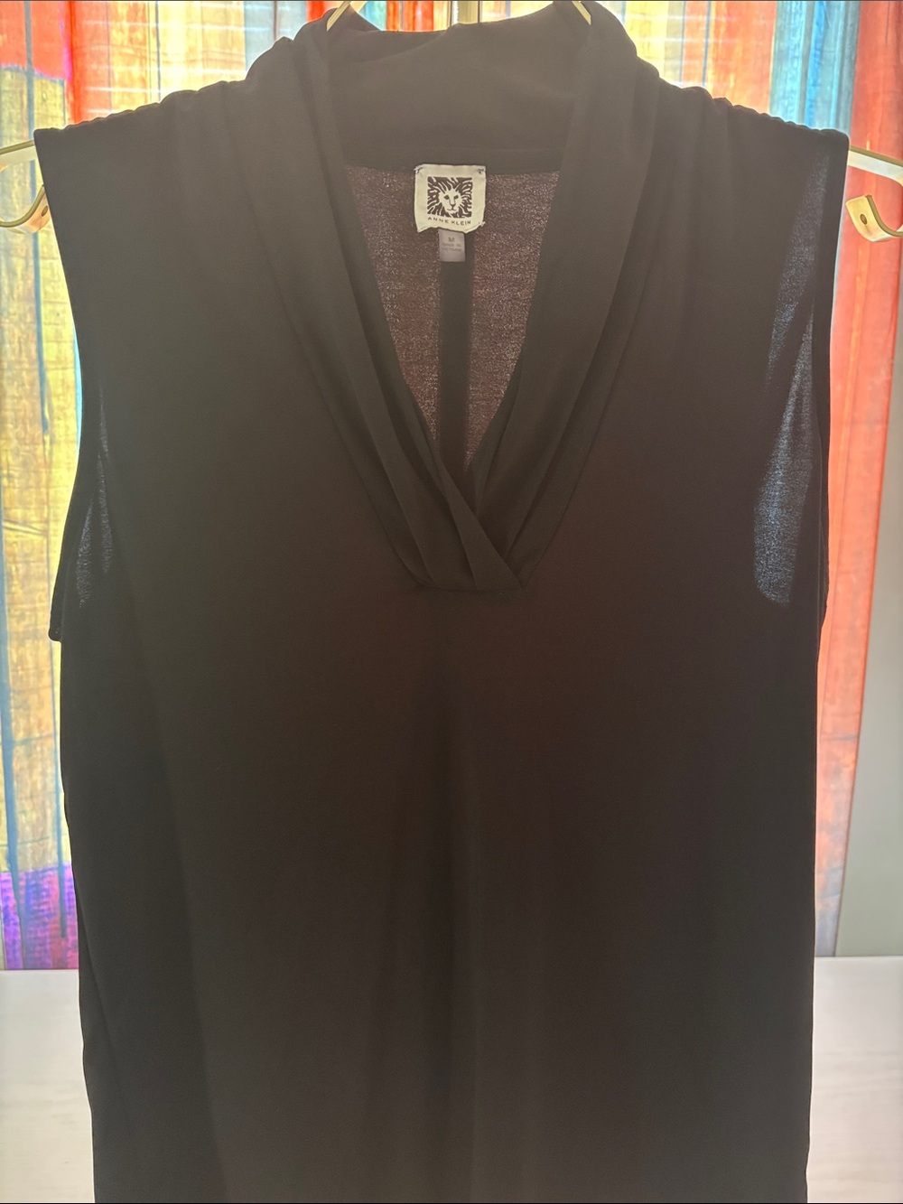Anne Klein Black Sleeveless Draped V-Neck Camisole